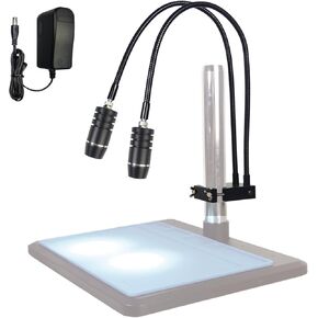 LED Spot Light for Microscope, Dual-Head Gooseneck 6W Illuminator Dimmable LED for Microscopes & Cameras Light Source Lamp Fits 20-32mm Industrial Stereo Stands Pillar Stands (Red)