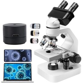 Compound Microscope with Electronic Eyepiece,40x-2000x Magnification,1920 * 1080 Resolution,LED up and Down Lighting,Suitable for School Laboratory Family Education