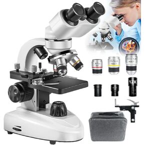 Binocular Microscope - 60,000X Compound Microscope Set - LED Lighting for Transmitted Light, Reflected Light, Suitable for Experiments