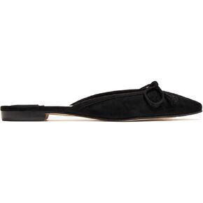Mule for Women Satin Square Toe Bow Flats Closed Toe Slip on Backless Loafers