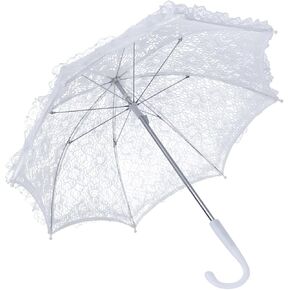 White Lace Umbrella With Hollowed Pattern For Wedding Ceremony Small Parasol For Wedding Photography And Celebration
