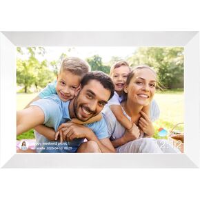 Anna Bella Digital Picture Frame 10.1 Inch IPS HD Touch Screen WiFi Smart Digital Photo Frame with 32GB Storage, Auto-Rotate, Easy Setup to Share Photos or Videos Remotely via AiMOR APP White in Kuwait