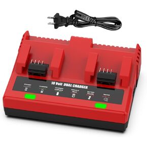 Dual Port Rapid Charger Replacement for Milwaukee M18 Battery Charger 48-59-1802 Compatible with Milwaukee Battery Charger 18V
