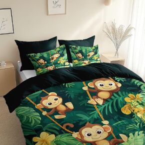 Blue Duvet Cover 2 Pieces Toddler, Cartoon Style Stars and Moon Comforter Cover, Brushed Microfiber Bedding Set 40 X 60 Inches, Soft Breathable Comfy Bedding with 1 Pillowcases, Zipper Closure