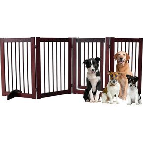 Dog Gate Indoor, Pet Gates for Doorways No Drilling, Freestanding Dog Gates, Foldable Pet Gate, Wooden Gates for Dogs Indoor- 4 Panel - 30" (Espresso, 4 Panel - 30")