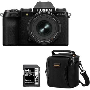 Fujifilm X-S20 Mirrorless Camera with XF 16-50mm f/2.8-4.8 R LM WR Lens, Black, Bundle with 64GB Memory Card and Shoulder Bag