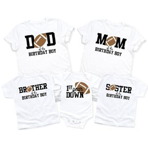 Matching football first birthday family shirts First year down party theme 1st birthday baby boy or girl