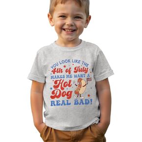 CM C&M WODRO Toddler Kid 4th of July Shirt Boy Girl Funny Patriotic T-Shirt Cute Hot Dog American Flag Graphic Tee USA Tops