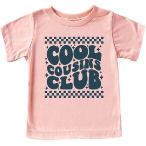 Trendy Retro Cool Cousins Club Matching Shirt for Boys and Girls Checkered Cousin Crew Tee