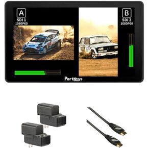 PORTKEYS BM7 II DS U 7" High-Bright Monitor with Sun Hood Bundle with Genaray 2 x NP-F770 4400mAh Batteries & 2X Compact Chargers Kit, Pearstone High-Speed HDMI to HDMI Cable with Ethernet Black