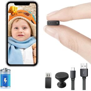 【Free 64G】Smallest Wireless WiFi Battery Camera,Concealed Security Camera with HD4K Video Recording Live Feed,Baby Monitor,Upgrade Night Vision,Motion Detection,Remote Viewing for Outdoor/Indoor