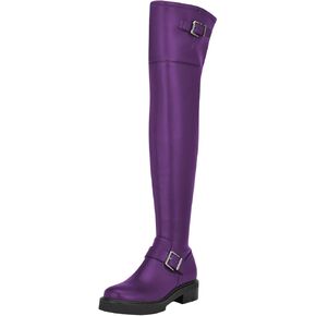 FOWT Women Platform Round Toe Over The Knee Boots Double Straps Chunky Low Heel Long Boots Side Zipper Comfy Shoes Size 4-16 US