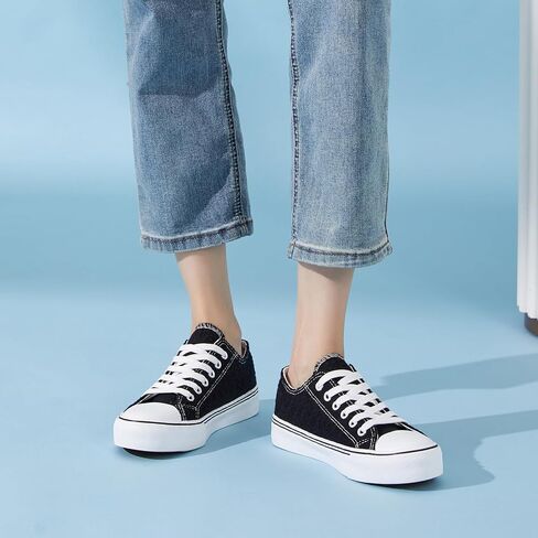 HYPOCRUTE Womens White Tennis Shoes Embroidered Flower Low Top Women Canvas Shoes Women’s Fashion Sneakers in Kuwait