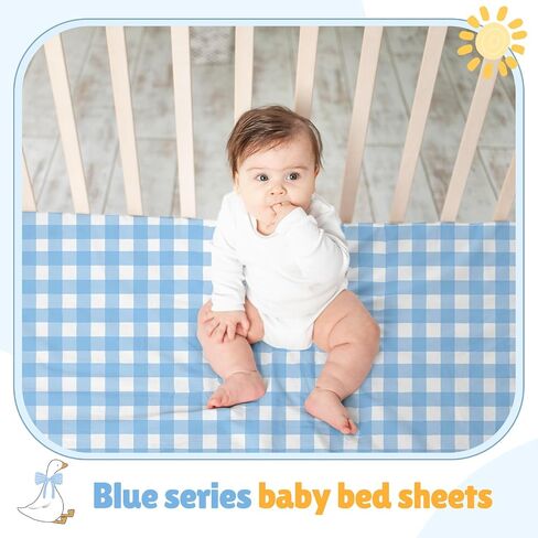4 Pack Silly Goose Crib Fitted Sheet for Boys Girls - 52" x 28" Fitted Baby Sheet with Goose and Gingham Style for Standard Mattress Gift Set, Microfiber & Soft Breathable(Green) in Saudi Arabia