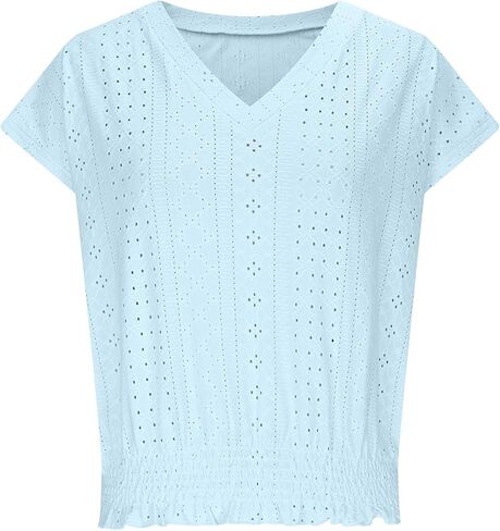 قمم العيينة التي تم اقتصاصها للنساء الفتيات Y2K Tees Summer Summer Dary Short Sleeve Dorts Blouses أنيقة الأعمال in Kuwait