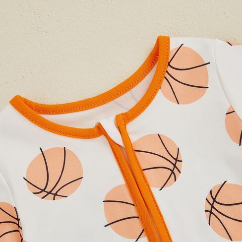 Newborn Infant Baby Boy Game Day Outfit Short Sleeve Basketball Jumpsuit One Piece Summer Zipper Romper Clothes in Saudi Arabia