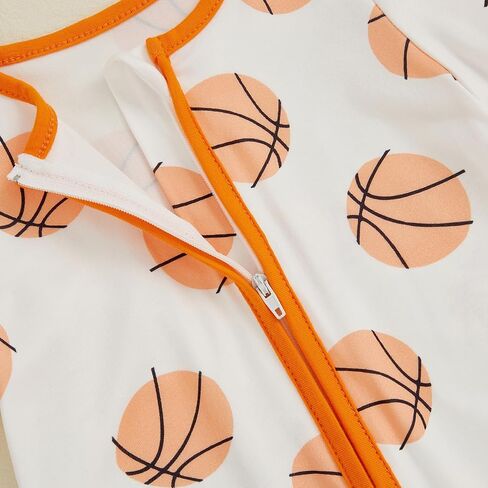 Newborn Infant Baby Boy Game Day Outfit Short Sleeve Basketball Jumpsuit One Piece Summer Zipper Romper Clothes in Saudi Arabia