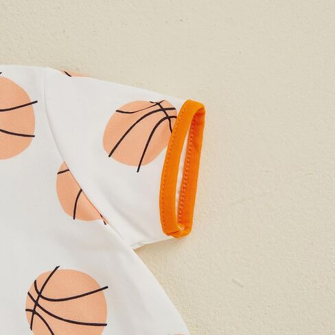 Newborn Infant Baby Boy Game Day Outfit Short Sleeve Basketball Jumpsuit One Piece Summer Zipper Romper Clothes in Saudi Arabia