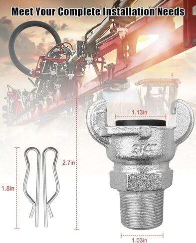 0.75" NPT Air Hose Fitting, Universal Chicago Fitting Equipped With 4 Washers And 8 Clips, 3/4 Inch Iron Male Universal Coupling, 4 Pack in Saudi Arabia