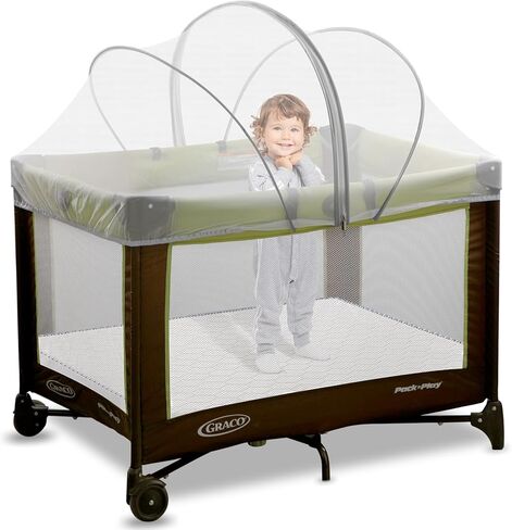 حزمة N Play Tent Cover-غطاء Bassinet لـ Pack N Play/Travel Crib/Mini Crib/Playpen ، غطاء صافل Mosquito Bassinet مع سحابات ثنائية الاتجاه (أبيض) in Kuwait