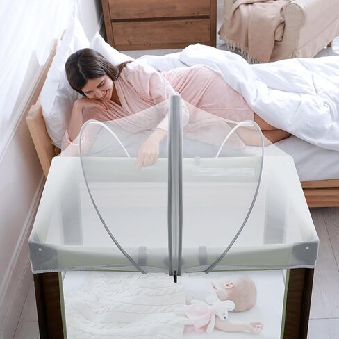 حزمة N Play Tent Cover-غطاء Bassinet لـ Pack N Play/Travel Crib/Mini Crib/Playpen ، غطاء صافل Mosquito Bassinet مع سحابات ثنائية الاتجاه (أبيض) in Kuwait