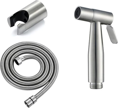 HandheldSprayer Quality Stainless Steel Supercharge Cloth Diaper Sprayer Set BrushedSprayer with Stainless Steel Shower Hose and Bracket,Black(Brushed) in Kuwait