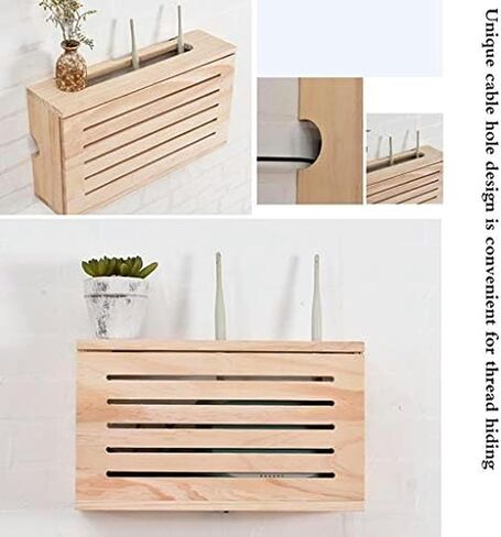 مربع جهاز التوجيه wifi ， رف جهاز التوجيه ， تخزين جدار رف رف جدار جدار التوجيه حامل الجدار العائم على الجرف المركب المنزل وجهاز التوجيه القابل للتعديل (42 * 11 * 23.5 سم) in Kuwait