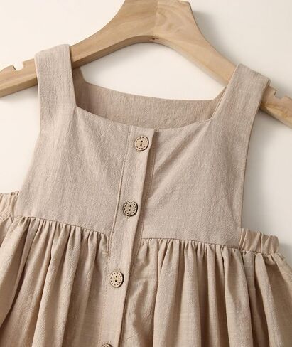 Toddler Baby Girls Dress Sleeveless Button Down Dress Kids Summer Cotton Linen Beach Butterfly Sundress in Saudi Arabia