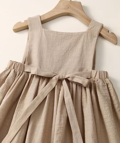 Toddler Baby Girls Dress Sleeveless Button Down Dress Kids Summer Cotton Linen Beach Butterfly Sundress in Saudi Arabia