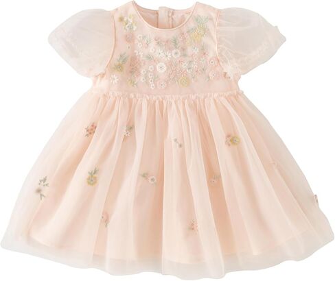 DAVE & BELLA Toddler Baby Girl Tutu Dress, Ruffle Short Sleeve Summer Tulle Dresses Tiered Pleated Floral Princess Sundress in Kuwait