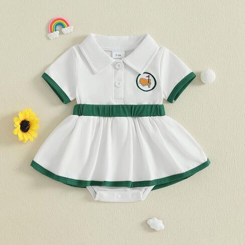 Toddler Baby Girl Golf Outfit Hole in One Birthday Clothing Short Sleeve Polo Shirt Tulle Tutu Dress Party Dress 6M-4T in Saudi Arabia