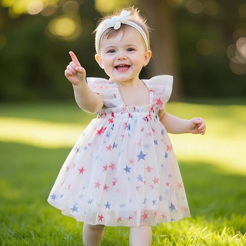 4th of July Toddler Baby Girl Outfit Stars Sleeveless Tulle Tutu Dresses Girls Fourth of July Dress in Saudi Arabia