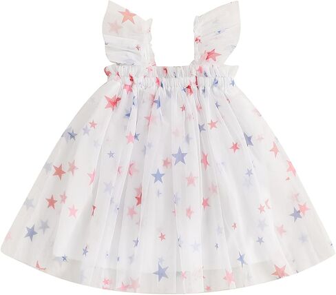 4th of July Toddler Baby Girl Outfit Stars Sleeveless Tulle Tutu Dresses Girls Fourth of July Dress in Saudi Arabia
