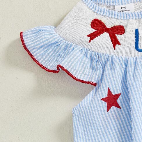 Eadrioss Toddler Girl Girl 4th July Outfit Dress Dressed Us USA Boy Slocyless Dresses الرابع من يوليو in Saudi Arabia