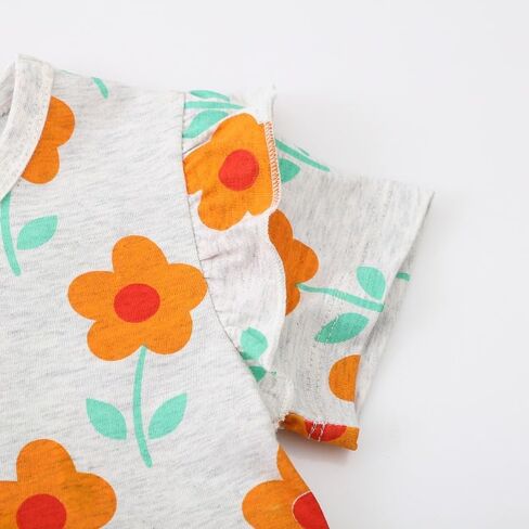 AMIYAN Toddler Girl Short Sleeve Dress Cotton Embroidery Applique Dresses Casual Cartoon Print Dresses for Girls 2-6 Years in Saudi Arabia