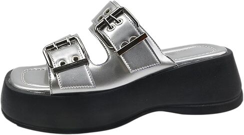 Platform Slides for Women Y2K Summer Chunky Heels Sandals Retro Indoor Outdoor Slippers Trendy Beach Slides in Kuwait