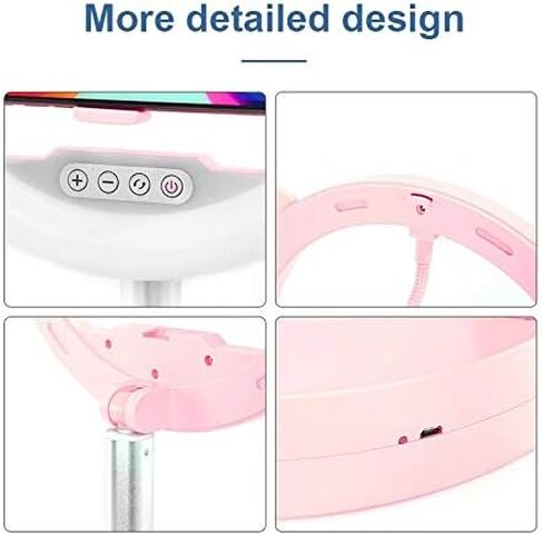 Folding LED Light Mobile Phone Stand Tricolor Retractable Height Makeup Online Teaching Live Stream Lamp Stand(Black-JoJo's Bizarre Adventure1) in Kuwait