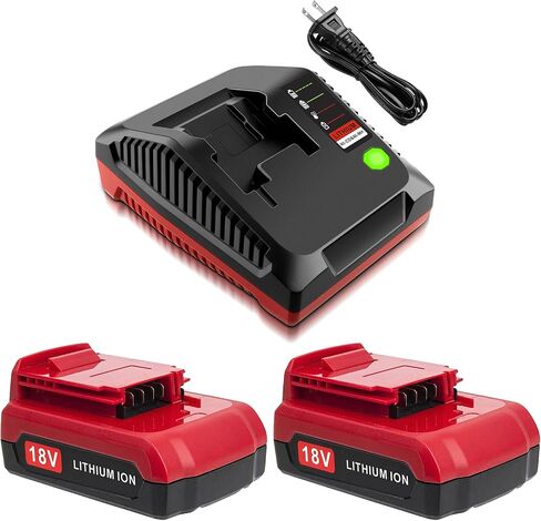 2 حزمة 18V Lithium PC18BLX بطارية وشاحن PCXMVC متوافق مع كبل Porter 18V بطارية PC18B PC18B-2 PC18BL PC18BLX PC18BLEX in Saudi Arabia