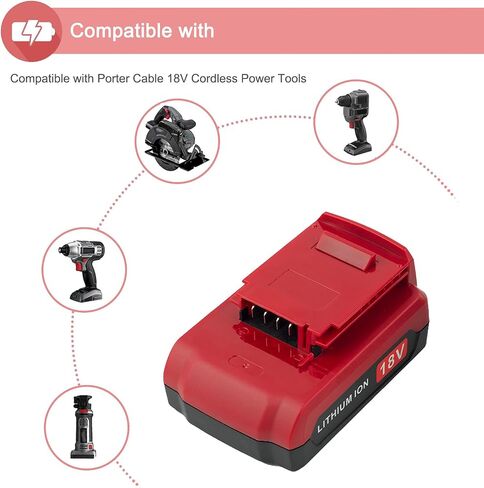 2 حزمة 18V Lithium PC18BLX بطارية وشاحن PCXMVC متوافق مع كبل Porter 18V بطارية PC18B PC18B-2 PC18BL PC18BLX PC18BLEX in Saudi Arabia
