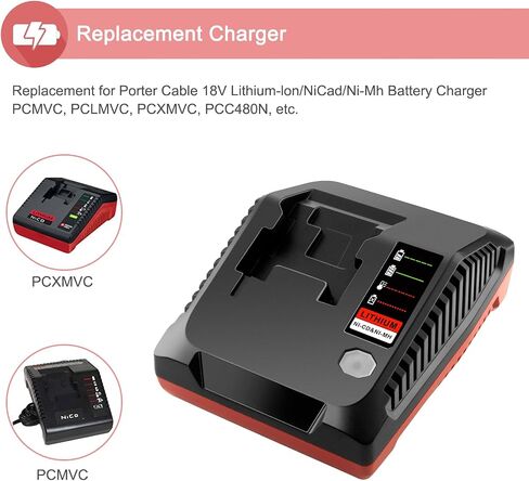 2 حزمة 18V Lithium PC18BLX بطارية وشاحن PCXMVC متوافق مع كبل Porter 18V بطارية PC18B PC18B-2 PC18BL PC18BLX PC18BLEX in Saudi Arabia