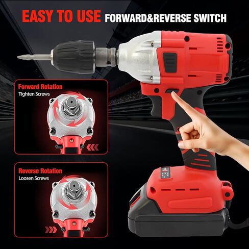 Cordless Impact Wrench 1/2", Electric Impact Gun 450N.m/330Ft-lbs, 20V High Torque Power Impact Driver, 2 Batteries & Fast Charger, 6 Sockets, Variable Speed for Car Repair/Truck/Mower/DIY in Saudi Arabia