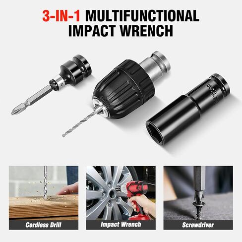 Cordless Impact Wrench 1/2", Electric Impact Gun 450N.m/330Ft-lbs, 20V High Torque Power Impact Driver, 2 Batteries & Fast Charger, 6 Sockets, Variable Speed for Car Repair/Truck/Mower/DIY in Saudi Arabia