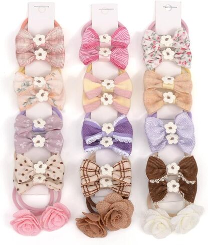 20 PCS Toddler Hair Ties for Girls, Baby Hair Ties Cute Flower Elastic Scrunchies, Seamless Ponytail Holders, Little Girls Hair Accessories for Thick Hair (Set-A) in Kuwait