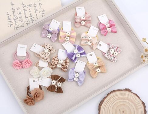 20 PCS Toddler Hair Ties for Girls, Baby Hair Ties Cute Flower Elastic Scrunchies, Seamless Ponytail Holders, Little Girls Hair Accessories for Thick Hair (Set-A) in Kuwait