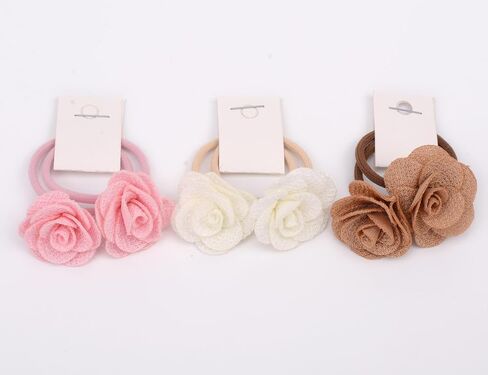 20 PCS Toddler Hair Ties for Girls, Baby Hair Ties Cute Flower Elastic Scrunchies, Seamless Ponytail Holders, Little Girls Hair Accessories for Thick Hair (Set-A) in Kuwait