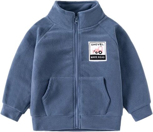Meufam Kids Boys Girl Flannel Fleece Plush Jacket With Pocket Solid Color Outerwear Zippered Lightweight Coats Winter in Saudi Arabia