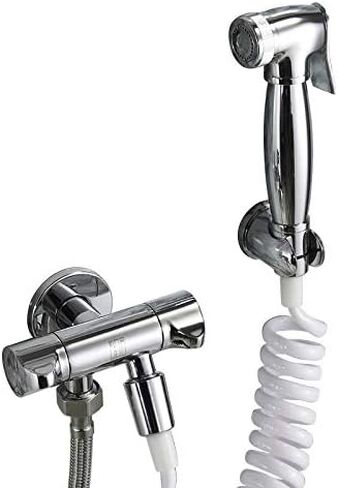 Handheld ToiletSprayer Double Switch and Outlet Brass Shower Sprayer Head Suit for Bathroom Cloth Diaper Pet Cleaning,Roundspraygun(Roundspraygun) in Saudi Arabia