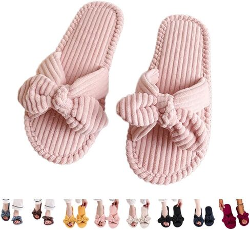 القوس عقدة النعال نساء لطيف corduroy النعال preppy kawaii منزل النعال مريح الشرائح المفتوحة اصبع القدم الصنادل أحذية إيفا وحيد دافئ داخلي في الهواء الطلق المنزل in Kuwait