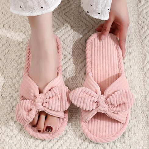 القوس عقدة النعال نساء لطيف corduroy النعال preppy kawaii منزل النعال مريح الشرائح المفتوحة اصبع القدم الصنادل أحذية إيفا وحيد دافئ داخلي في الهواء الطلق المنزل in Kuwait
