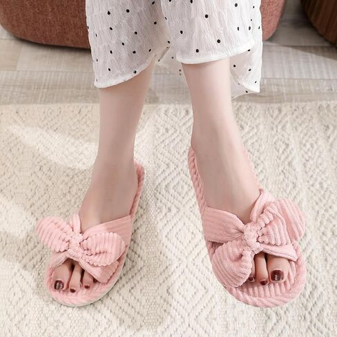 القوس عقدة النعال نساء لطيف corduroy النعال preppy kawaii منزل النعال مريح الشرائح المفتوحة اصبع القدم الصنادل أحذية إيفا وحيد دافئ داخلي في الهواء الطلق المنزل in Kuwait